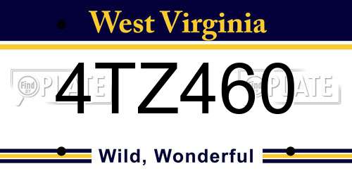 4TZ460 West Virginia License Plate