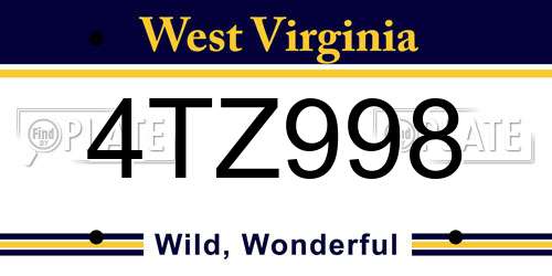 4TZ998 West Virginia License Plate
