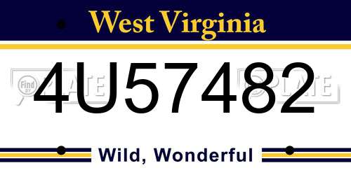 4U57482 West Virginia License Plate