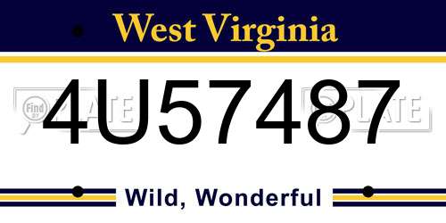 4U57487 West Virginia License Plate