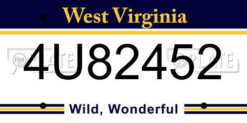 4U82452 West Virginia License Plate