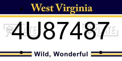 4U87487 West Virginia License Plate