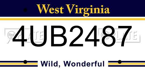 4UB2487 West Virginia License Plate