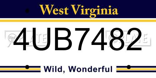 4UB7482 West Virginia License Plate