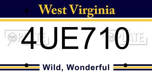 4UE710 West Virginia License Plate