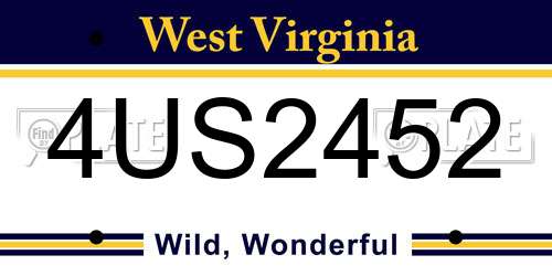 4US2452 West Virginia License Plate
