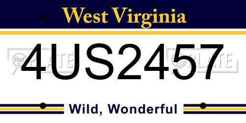 4US2457 West Virginia License Plate