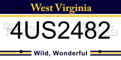 4US2482 West Virginia License Plate