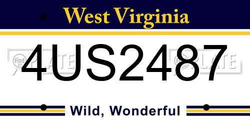 4US2487 West Virginia License Plate