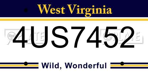 4US7452 West Virginia License Plate