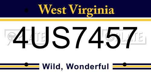 4US7457 West Virginia License Plate