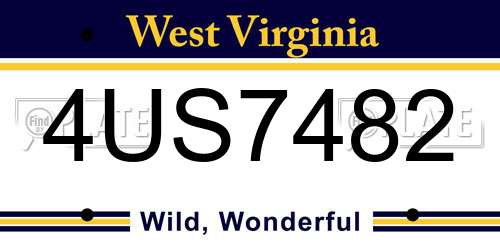 4US7482 West Virginia License Plate