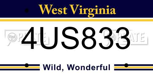 4US833 West Virginia License Plate