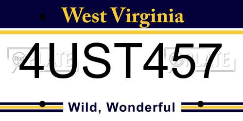 4UST457 West Virginia License Plate