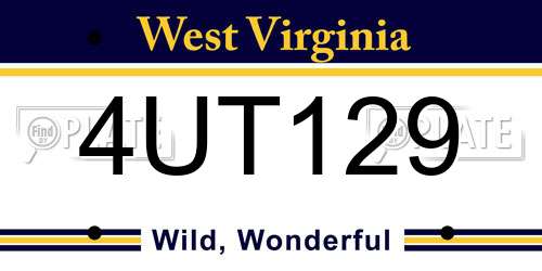 4UT129 West Virginia License Plate