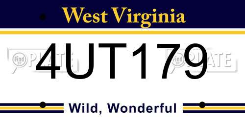 4UT179 West Virginia License Plate