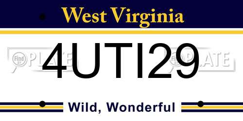 4UTI29 West Virginia License Plate