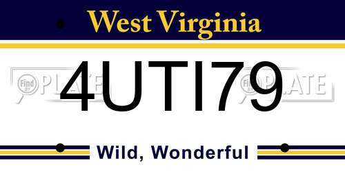 4UTI79 West Virginia License Plate