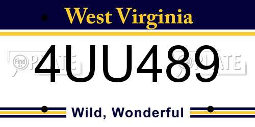 4UU489 West Virginia License Plate