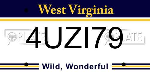 4UZI79 West Virginia License Plate