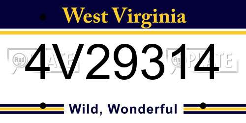 4V29314 West Virginia License Plate