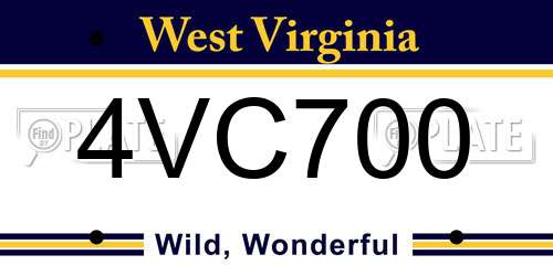 4VC700 West Virginia License Plate