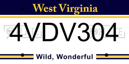 4VDV304 West Virginia License Plate
