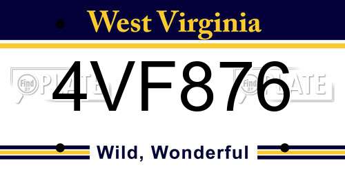 4VF876 West Virginia License Plate