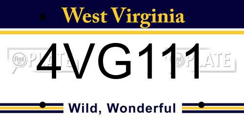 4VG111 West Virginia License Plate