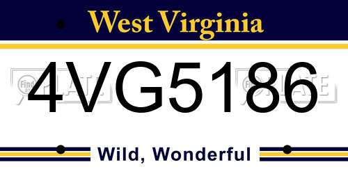 4VG5186 West Virginia License Plate