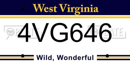 4VG646 West Virginia License Plate