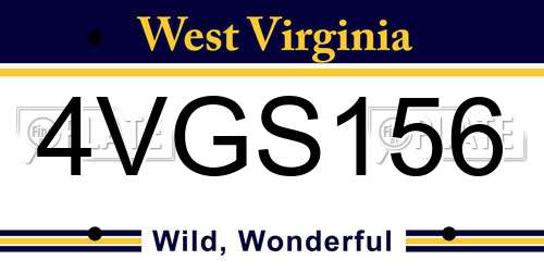 4VGS156 West Virginia License Plate