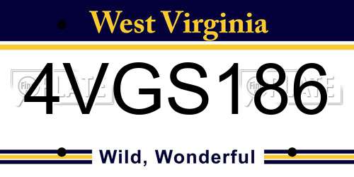4VGS186 West Virginia License Plate