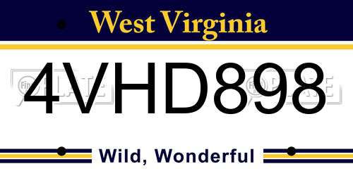 4VHD898 West Virginia License Plate
