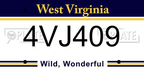 4VJ409 West Virginia License Plate