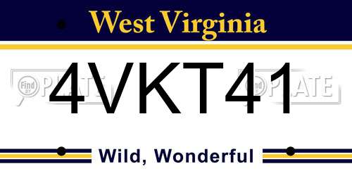 4VKT41 West Virginia License Plate