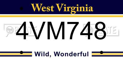 4VM748 West Virginia License Plate