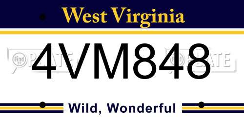 4VM848 West Virginia License Plate
