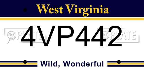 4VP442 West Virginia License Plate