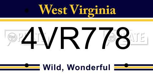 4VR778 West Virginia License Plate