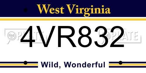 4VR832 West Virginia License Plate