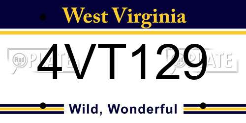 4VT129 West Virginia License Plate