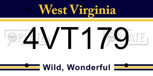 4VT179 West Virginia License Plate