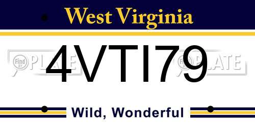 4VTI79 West Virginia License Plate