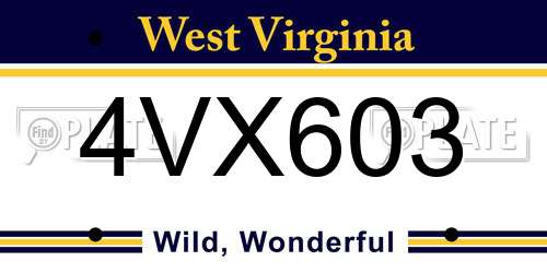 4VX603 West Virginia License Plate