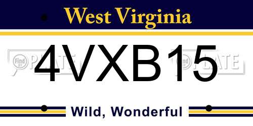 4VXB15 West Virginia License Plate