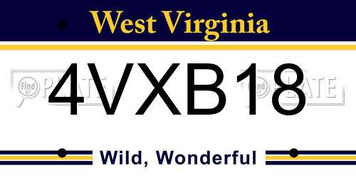 4VXB18 West Virginia License Plate