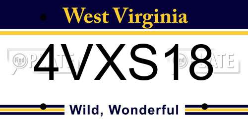 4VXS18 West Virginia License Plate