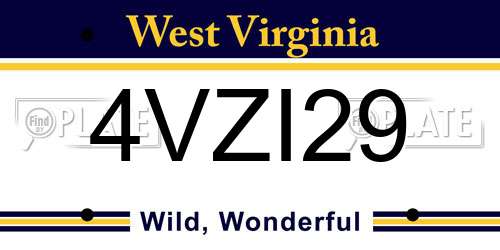 4VZI29 West Virginia License Plate