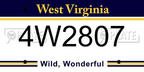 4W2807 West Virginia License Plate